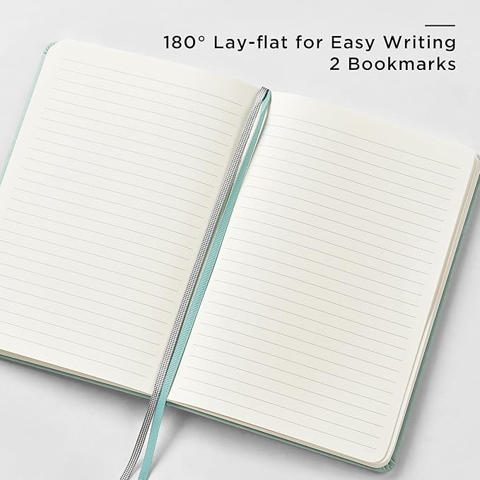 &And Per Se Lined Journal and Pen Set, A5 Leather Hardcover Notebook with Pen & Stationary Set, 160 Pages 100GSM Thick Ruled Paper Journal for Business Work Writing (Light Green)