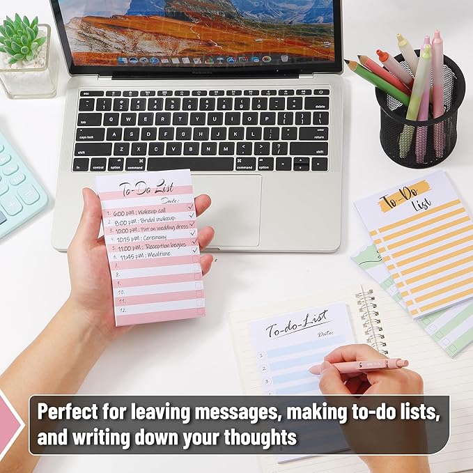 Mr. Pen- to Do List Sticky Notes, 4” x 6”, 4 Pads, 200 Sheets, Self Adhesive Memo Sticky Notes Notepad, Daily to Do Note Pad for Home, Office, School, Planner, Reminder, Supplies