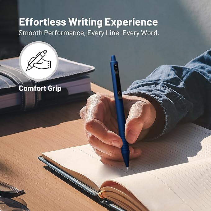 Everyman Midnight Super Matte Grafton Pen & Refill Set | Refillable Metal 0.7mm Gel Pen with 3 Smooth Black Ink Refills | Premium EDC Writing Tool for Office, Work, Travel & Gifting