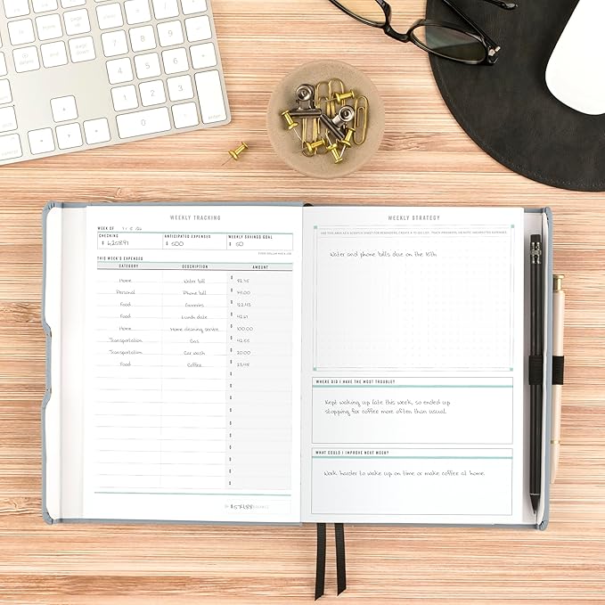 AT-A-GLANCE Budget Planner, Undated Bill Organizer, Weekly & Monthly Expense and Savings Tracker, 5-3/4" x 8-1/4", Foundation, Blue (FDB-200)