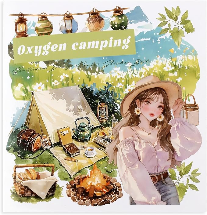 50 Sheets Outdoor Scrapbooking Camping Stickers 200 Pre-Cut Washi Stickers Camping Sticker Scrapbook Supplies Collage Decorative DIY Arts Craft Making