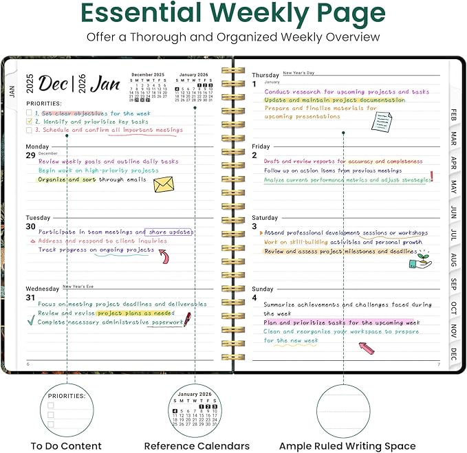 2026 Planner, Weekly and Monthly Planner for Women, Jan 2026 - Dec 2026 Pretty 2026 Calendar Planner with Monthly Tabs, Inner Pocket, Spiral Binding, Perfect for Office Home School - 8.5" x 11", Jungle Life