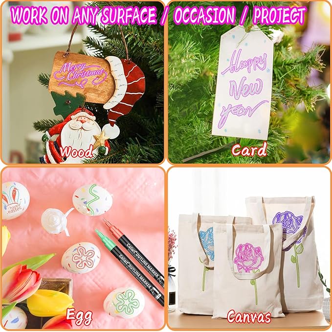 Caliart 12 Colors Outline Markers Shimmer Glitter Pens, Doodling Marker Set for Adults Artists, Cool Fun Craft Drawing Art Supplies