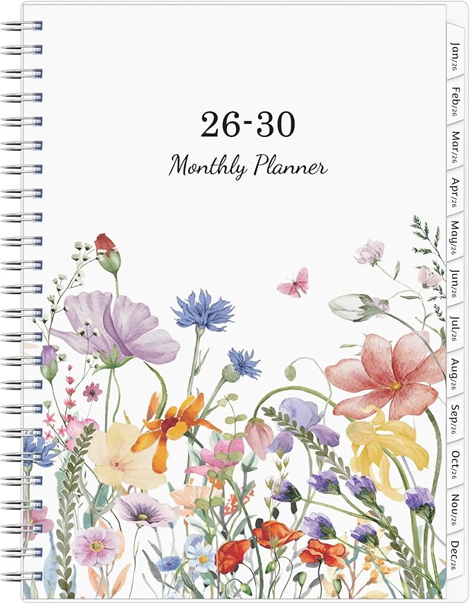 Monthly Planner 2026-2030, 5-Year Calendar Planner 2026-2030, Jan 2026 – Dec 2030, 6.2 x 8.4 In, Ruled Spread, Flexible Cover, Spiral Wirebound, Pocket, 60 Coated Monthly Tabs, Notes ＆ Habit Tracker