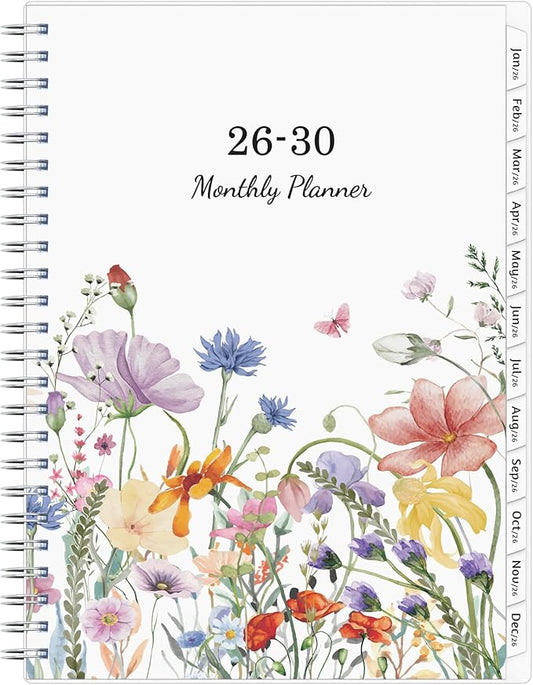 Monthly Planner 2026-2030, 5-Year Calendar Planner 2026-2030, Jan 2026 – Dec 2030, 6.2 x 8.4 In, Ruled Spread, Flexible Cover, Spiral Wirebound, Pocket, 60 Coated Monthly Tabs, Notes ＆ Habit Tracker
