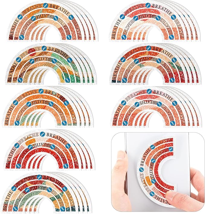 36 Pcs Sensory Strips Infinity Rainbow Anxiety Mindfulness Stickers Adults Stress Breathing Stickers Fidget Adhesives Rough Textured Tape for Classroom Desk Office Computer(Charming)