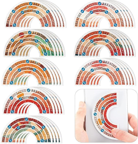 36 Pcs Sensory Strips Infinity Rainbow Anxiety Mindfulness Stickers Adults Stress Breathing Stickers Fidget Adhesives Rough Textured Tape for Classroom Desk Office Computer(Charming)