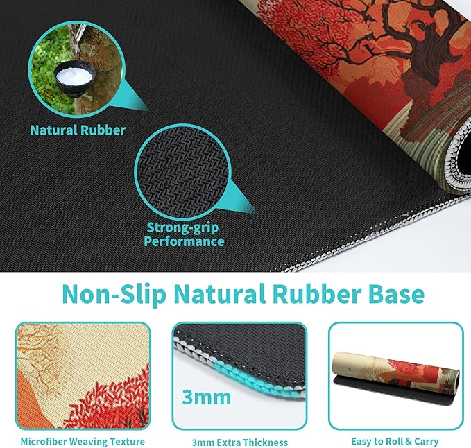 Scenery of Japan Gaming Mouse Pad Large Desk Mat Extended Keyboard Mouse Pad Anime Mousepad with Non-Slip Base and Stitched Edge Mouse Mat Desk Pad 31.5 x 11.8 Mouse Pads for Desk Home Office Gaming