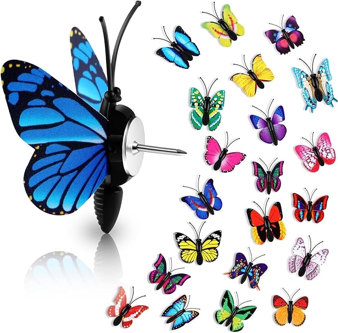 Butterfly 30 Pack Thumb Tacks Decorative Push Pins Butterfly Push Pins Colorful Cute Pushpin for Photo Wall Cork Board Bulletin Board Home Wall Pattern Decoration (Colorful,1.57 in)