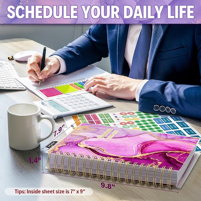 Planner 2026-2027, Large 18 Months Academic Daily Weekly Monthly Planner Yearly Agenda Jan. 2026–June. 2027, 7.9" x 9.8", Page Tabs, Separator Page, Pocket Folder, Bookmark, Stickers, Sticky Note Set