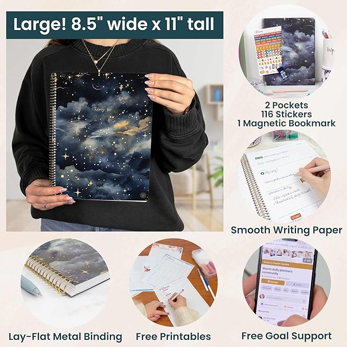bloom daily planners 2026 Planner (January to December) - 8.5” x 11” Weekly & Monthly Dated Agenda Organizer Book with Stickers & Tabs - Flexible Soft Cover - Midnight Sky