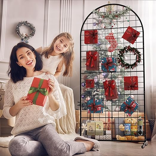 Grid Wall Panel 1PCS Display Stand 2.6' x 5.8' FT Black Grid Wall Panels Movable Retail Display Racks Floorstanding Gridwall Heavy Duty with Wheel for Art Craft Photo Displays Fair Trade Show