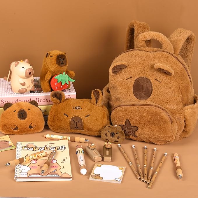 28Pcs Cute Capybara Gifts with Capybara Animals and Stationery set for Birthdays Gifts Back to School Classroom Rewards for Womens or Others.