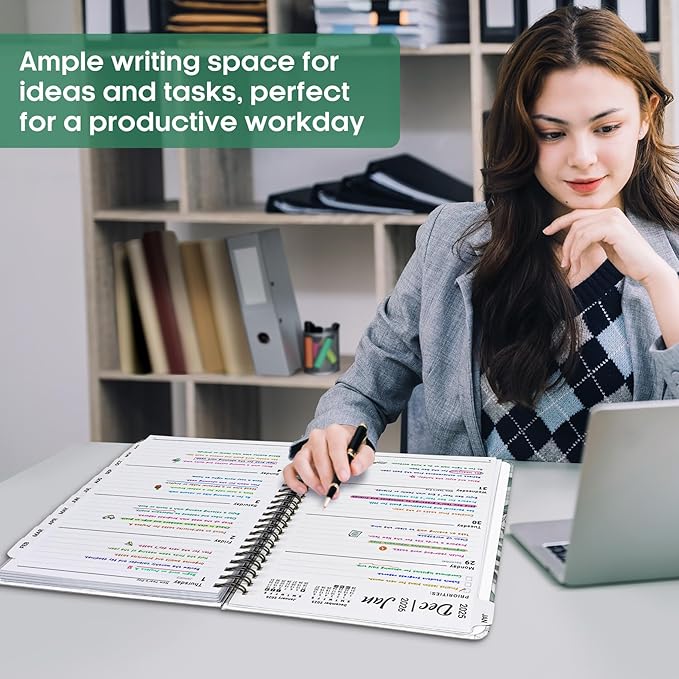 2026 Planner, Weekly and Monthly Calendar Planner Book, January 2026 - December 2026, Hardcover Spiral Planner with Monthly Tabs, Notes Pages, Perfect for Women & Men, A4 (8.5" x 11") - Leaf