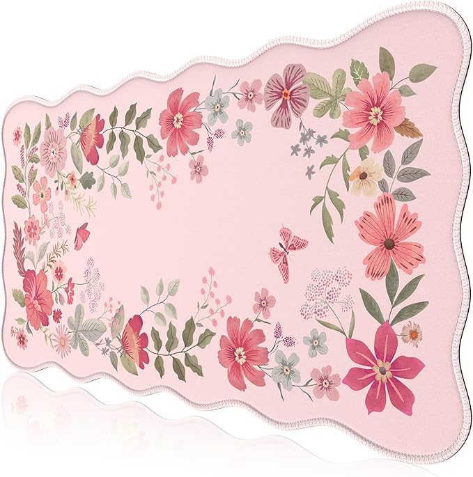 iCasso Desk Mat, Cute XXL Mouse Pad, Anti-Slip Big Mousepad with Stitched Edges, Keyboard and Mouse Mat (Pink)