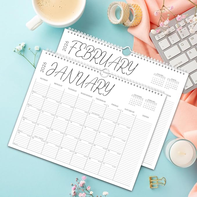 2026 Calendar, 2025-2026 Calendar Wall from Jul. 2025 to Dec. 2026, 14.7" X 11.5" Paper Monthly Planner Wall Hanging Calendar with Thick Paper for Office Home Planning & Organizing (wall calendar A)