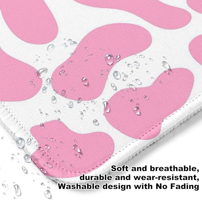 Pink Cow Pattern Square Mouse Pad,Non-Slip Rubber Base Mouse Pad,Home Office Decoration Desktop Accessory,Laptop Mouse Pad for Office Laptops,9.4x7.8x0.12inch.