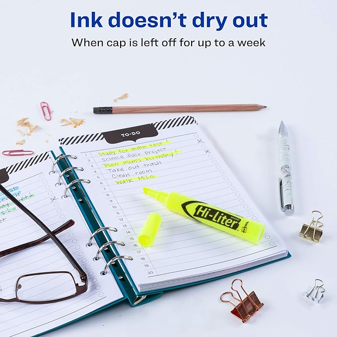 Avery Hi-Liter Desk-Style Highlighters, Smear Safe Ink, Chisel Tip, 2 Yellow Highlighters (24081)