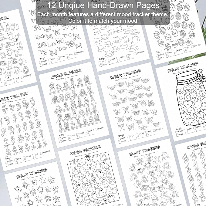 Premade Bullet Dotted Journal Notebook, Pre-made Dot Grid Journaling with Undated Weekly & Monthly Planner - 12 Month Organization for Habit / Mood / Meals / Sleep / Exercise Trackers,
