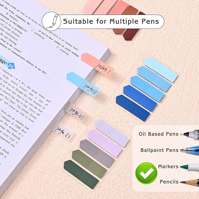 1450 Sheets Transparent Sticky Notes, 3 x 3 inch Aesthetic Clear Lined Sticky Notes with Pen, Gradient Color Waterproof Self-Adhesive Annotation Tabs for Bible Journaling (Red Series)