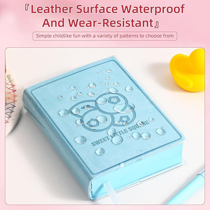 Thick Blank Fruit Color Page Notebook with Waterproof Cover,Small 400 Color Pages 3.9 × 5.5 Hardcover Journaling for Women Men Work, School, Note Taking or Sketching Diary (Blueberry-Blue)