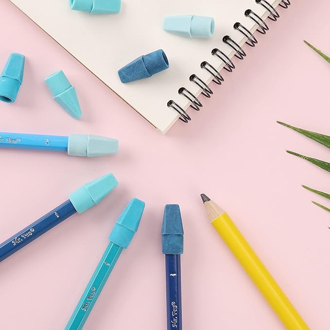 Mr. Pen- Pencil Toppers, 120 Pack, Blue Shades, Pencil Top Eraser Caps
