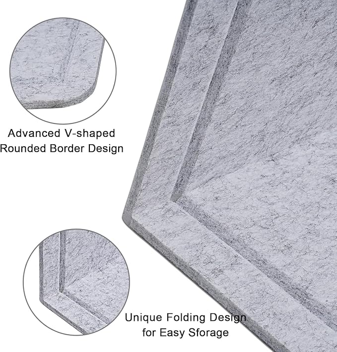Large Bulletin Board - 60 X 36 inches Decorative Felt Pin Board - 5' x 3' Cork Board Alternative for Wall - Foldable Photo Board Self-Adhesive Vision Board Prayer Board with 30 Pushpins - Silver Gray