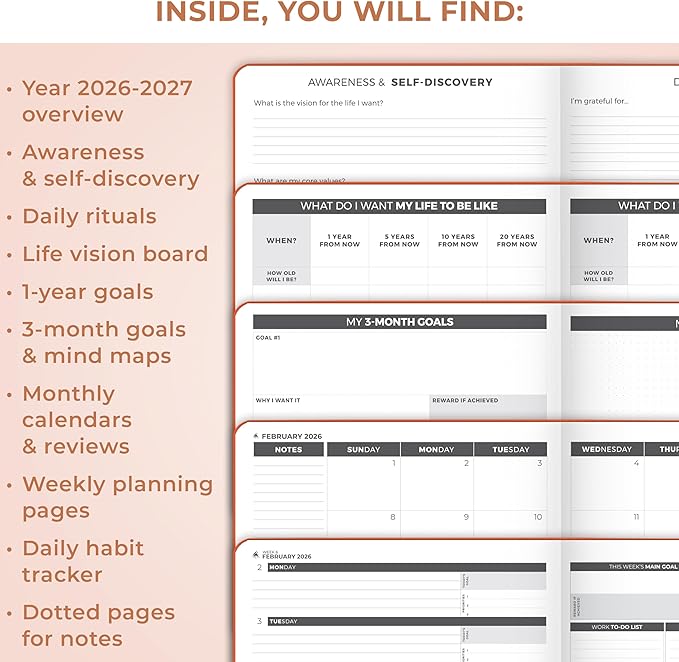 Clever Fox Planner PRO Dated (Jan 2026–Jan 2027) Weekly & Monthly Life Planner to Increase Productivity, Time Management and Hit Your Goals – Organizer, Gratitude Journal – A4 Size (Orange)