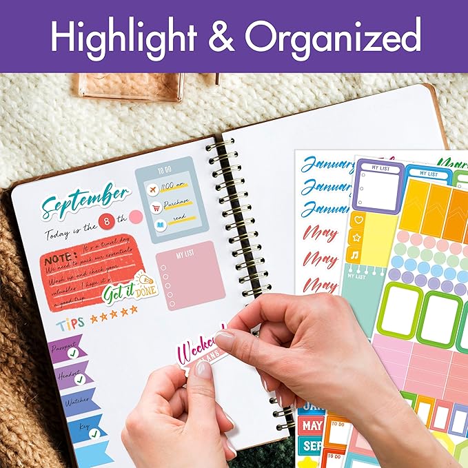 2885 Planner Stickers, Color Coordinating Monthly Functional Stickers Daily Calendar Stickers Aesthetic Note to Do Blank Stickers for Scrapbooks, Planner, Budget, Work, DIY Activity, Diary, Journal