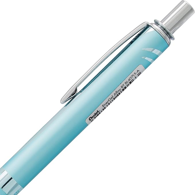 Pentel EnerGel Alloy RT Premium Liquid Gel Pen, (0.7mm), Medium Line, Aquamarine Barrel, Black Ink, 1 Pack (BL407LSBPA)