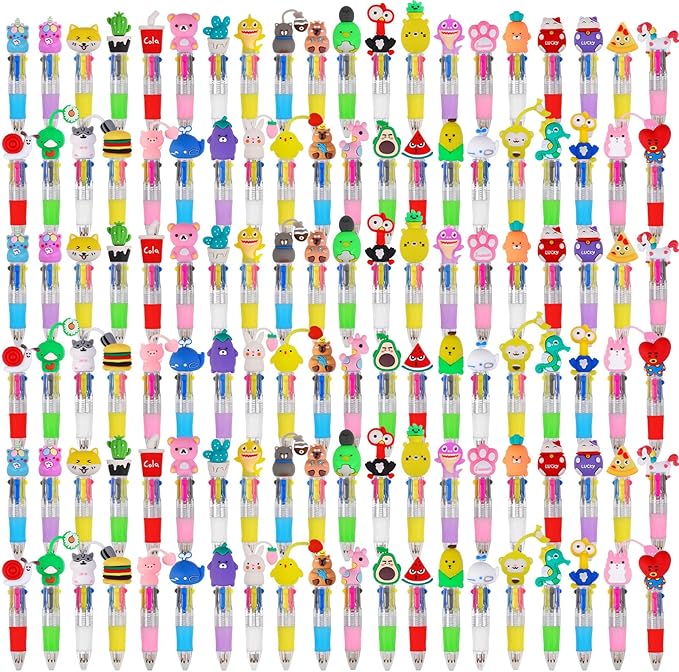 120Pcs Mini Multicolor Pens in One 4-in-1 Cute Pens Bulk, Ballpoint Pen for Birthdays and Parties, Fun Gifts Assorted Ink Kawaii Pen