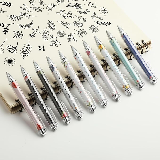 Mr. Pen- Christian Pen Set, 50 Pack, Black Ink, Opulent Blooms, Bible Verse Pens Ballpoint Bulk