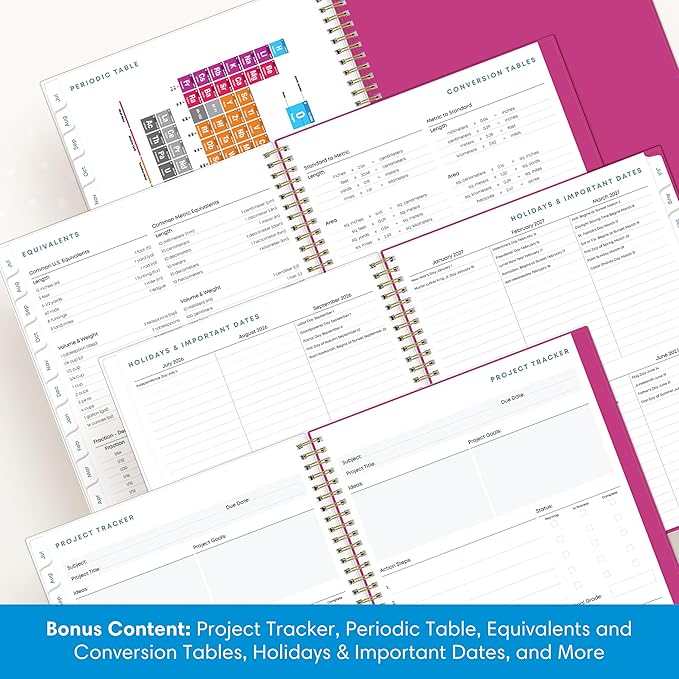 Blue Sky 2026-2027 Weekly and Monthly Academic Year Student Planner Calendar, July 2026 - June 2027, 8.5" x 11", Flexible Cover, Wirebound, Laminated Tabs, Storage Pocket, Star Confetti Bright