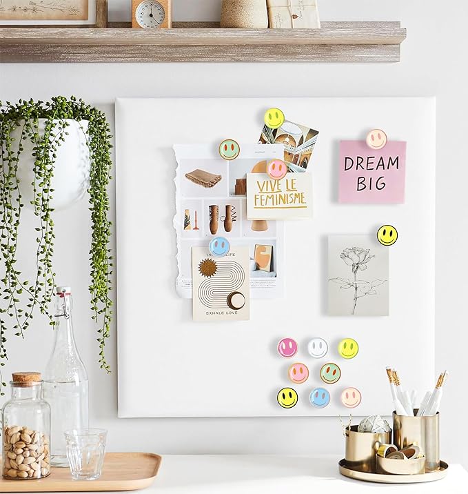 24Pcs Smiley Face Decorative Push Pins,Cute Thumb Tacks,Boarders for Bulletin Board,Cork Board Thumbtacks for Classroom Decor,Home Decor and Office Decor(Smiley Face)