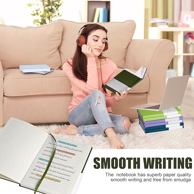 Lined Journal Notebook – Hardcover Notebook for Men & Women – Journals for Writing, Work, School, Home & Daily Notes, 160 Pages – Medium A5, 5.7"x8", 100 gsm Thick Paper (Olive Green)