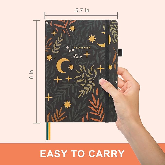 And Per Se Undated Planner – A5 Weekly & Monthly Goal Planner for 72 Weeks (1.5 Years) – Hardcover with Monthly Tab Stickers, Back Pocket & Habit Tracking (Lunar Leaf)