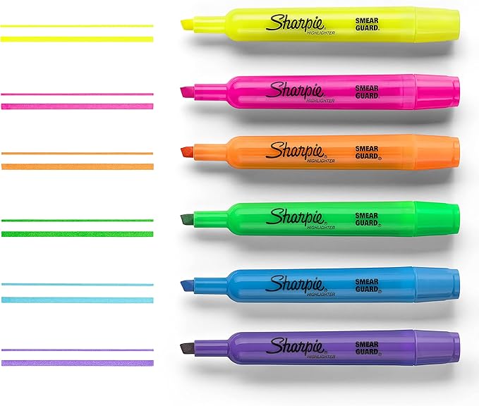 SHARPIE Tank Highlighters Chisel Tip Yellow | Fluorescent | Smear Resistant | For Writing | 12 Count, Pack of 12