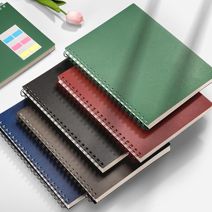 AHGXG Spiral Notebook College Ruled - Spiral Journal Notebook 8.5" x 11" Large A4, 300 Pages Lined Journal, 100GSM Thick Paper, Plastic Hardcover, for Women Men Office School Writing Work, Bule