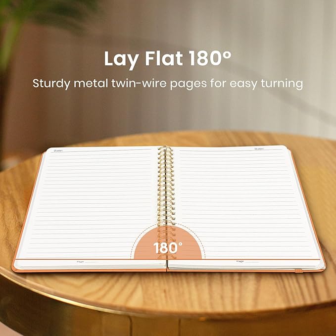 Taja Lined Spiral Journal Notebook for Women & Men, 140 Pages, College Ruled Hardcover Notebook for Work & Note Taking, Journals for Writing, A5(5.7" x 7.9") – Bright Orange