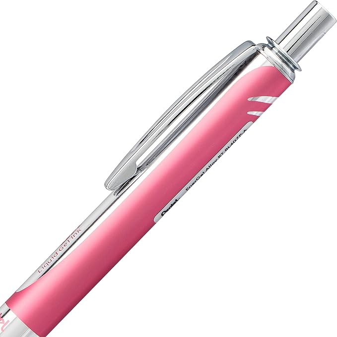 Pentel PINK BCA EnerGel Alloy RT Premium Liquid Gel Pen, (0.7mm), Medium Line, Pink Barrel, Black Ink, 1 Pack (BL407PBPA)