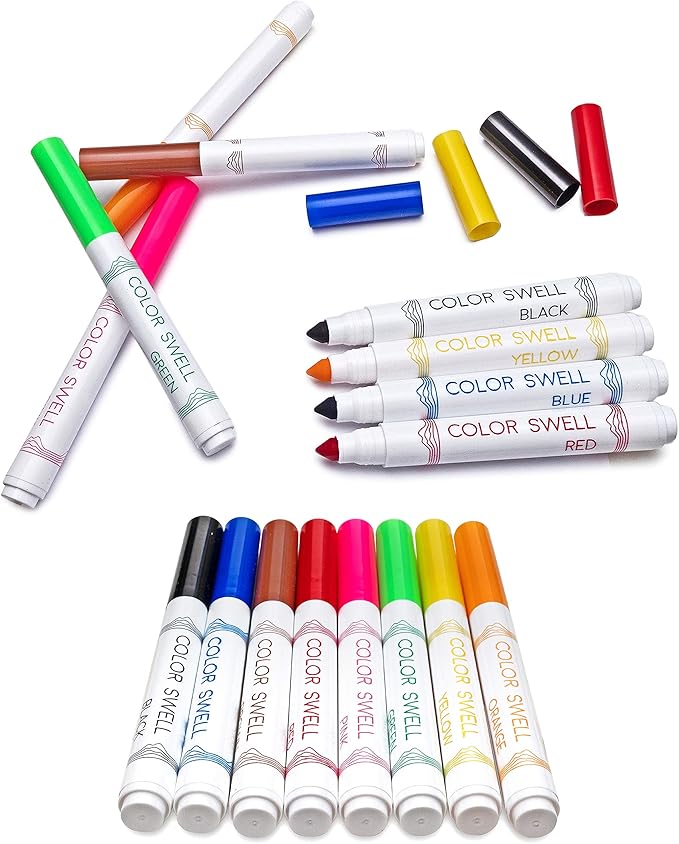 Color Swell Washable Markers 2 Pack of 8 Vibrant Colors Each for Teachers, Kids, Classrooms, Families