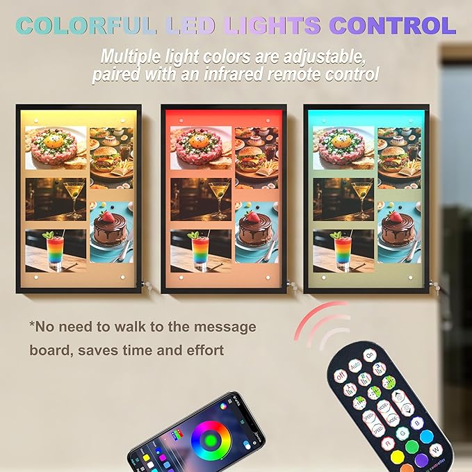 24"X36" Enclosed Bulletin Board with LED Lights, IP65 Waterproof Notice Board Outdoor UV-Resistant, Lockable Cork Bulletin Board for Office, School, Restaurants