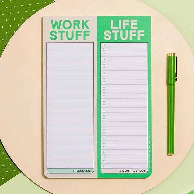 Knock Knock 1-Count Work Stuff Life Stuff Perforated Note Pad, To Do List Planner for Work & Daily Life, 60 Perforated Sheets, 6 x 9-Inches Each
