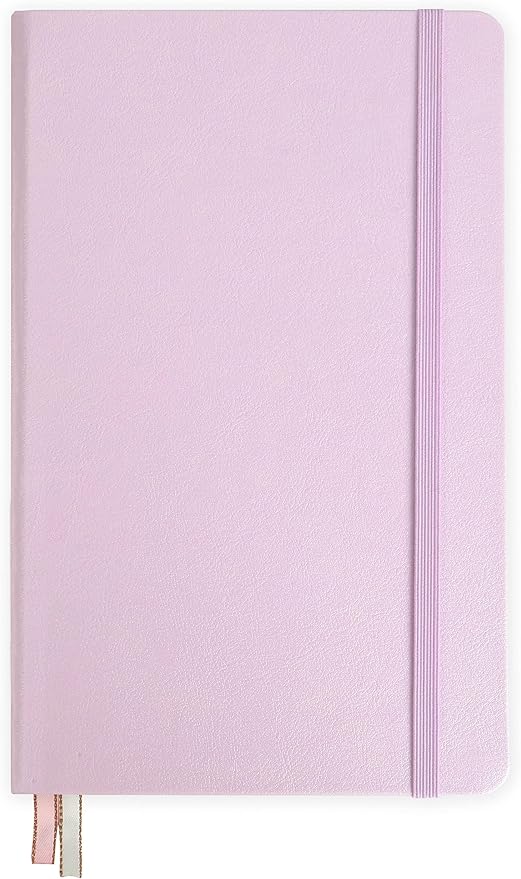 Minimalism Art, Premium Hard Cover Notebook Journal, Classic 5" x 8.3", 122 Numbered Pages, Gusseted Pocket, Ribbon Bookmark, Extra Thick Ink-Proof Paper 120gsm, San Francisco (Plain, Pink)
