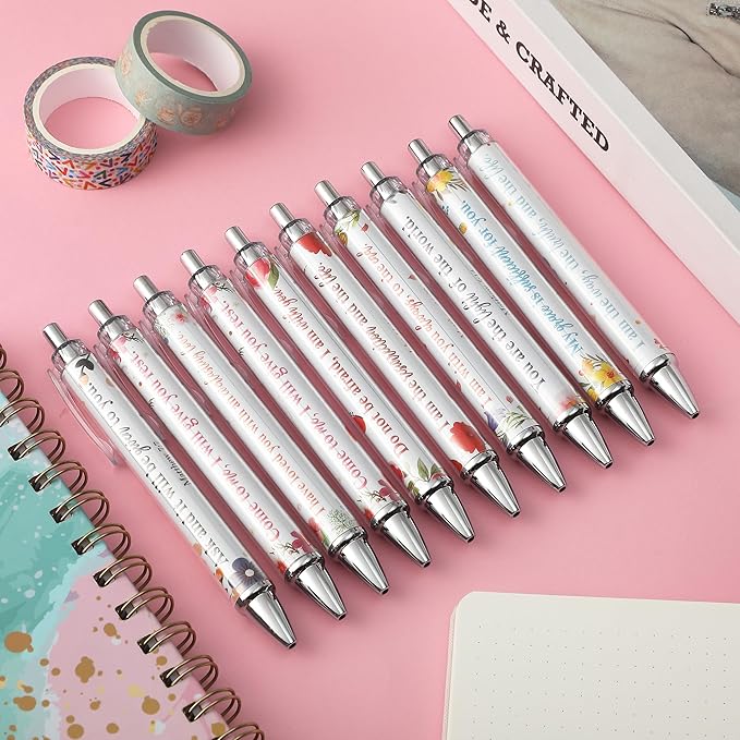Mr. Pen- Christian Pen Set, 50 Pack, Black Ink, Floral, Bible Verse Pens Bulk, Ballpoint No Bleed Through