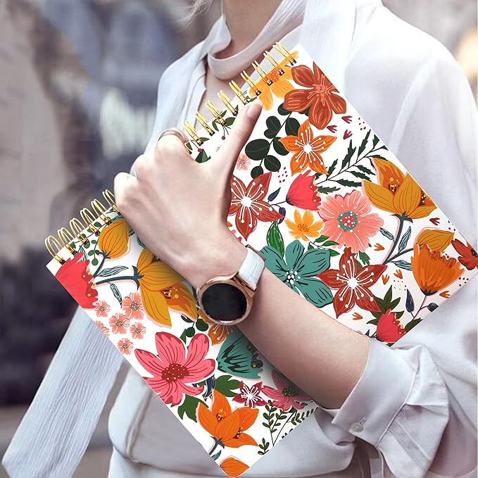 CAGIE Hardcover Spiral Notebook College Ruled Aesthetic Spiral Notebook Journal with Large Pockets Note Book for Note Taking Work Women Writing, 8.5 x 11