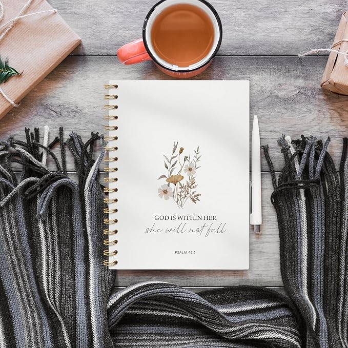 Christian Bible Journal for Women Notebook,God is Within Her She Will Not Fall Spiral Notebook Hardcover,College Ruled Notebook Journal for Writing,Christian Gifts for Women Friend Teens, 5.5x8.3