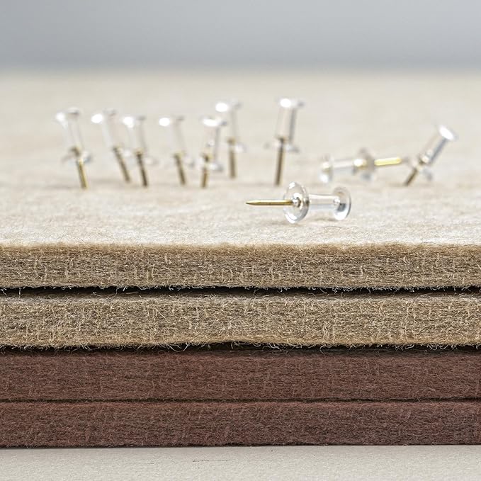 Large Bulletin Board - 48 x 36 Inches, Decorative Felt Pin Board for Wall - 4' x 3' Foldable Photo Display Board with Self-Adhesive Tape, Includes 20 Push Pins - Saddle Brown