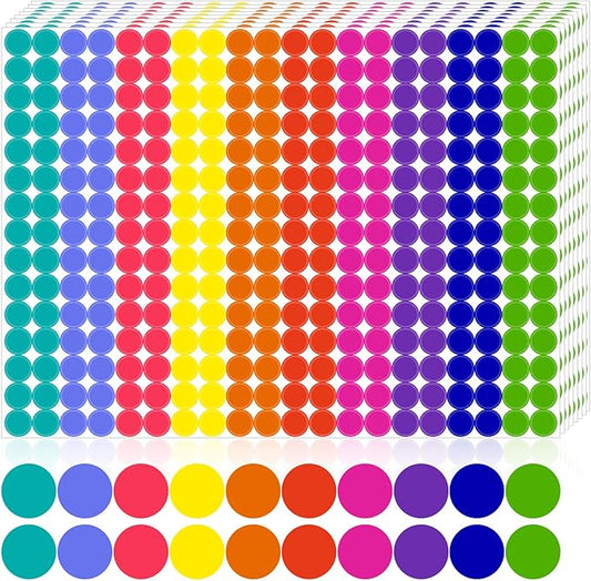 3000 PCS 1/2 Inch Colored Dot Stickers Round Color Coding Labels Circle Dots Labels Price Stickers Polka Circle Dots Sticker Label Sticker for Office, Classroom, Papers Etc