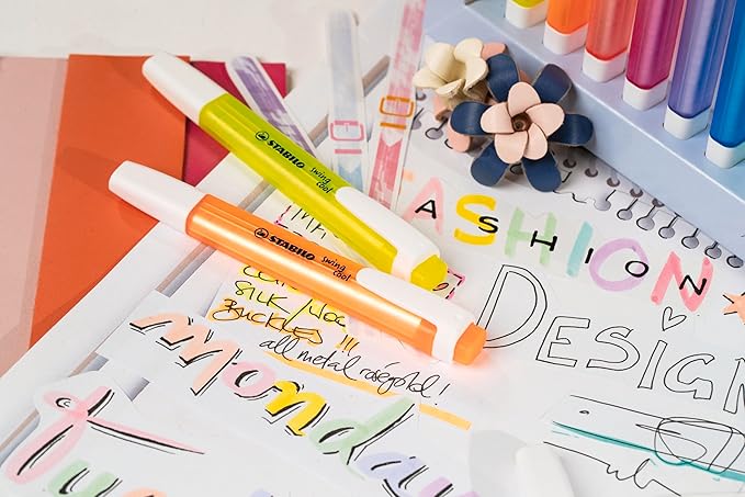 STABILO Highlighter swing cool - Pack of 8 - Assorted Colors - Portable, Clip Closure, Office + School Supplies